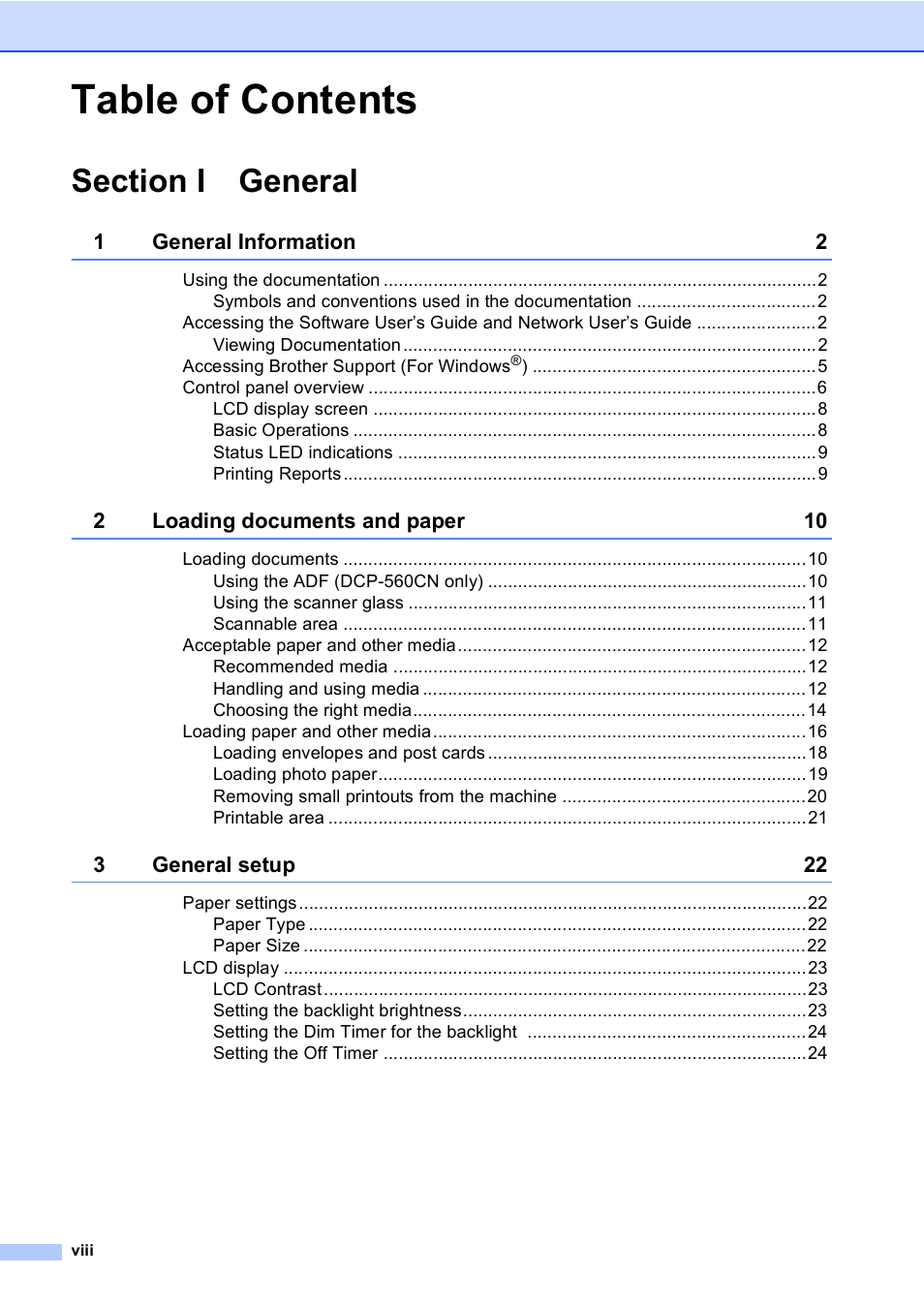 Brother DCP-350C User Manual | Page 10 / 124
