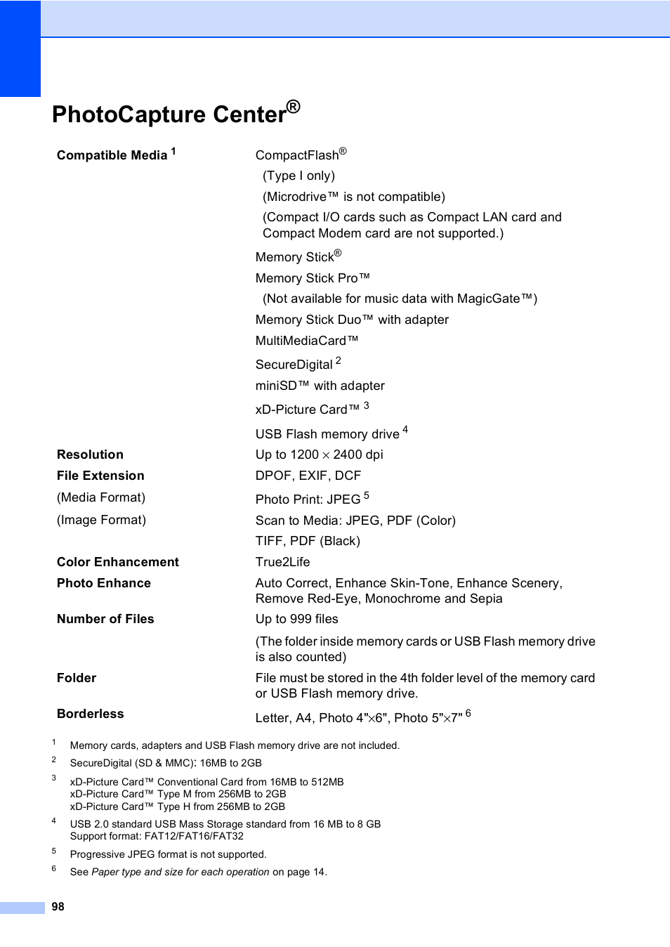 Photocapture center | Brother DCP-350C User Manual | Page 112 / 124