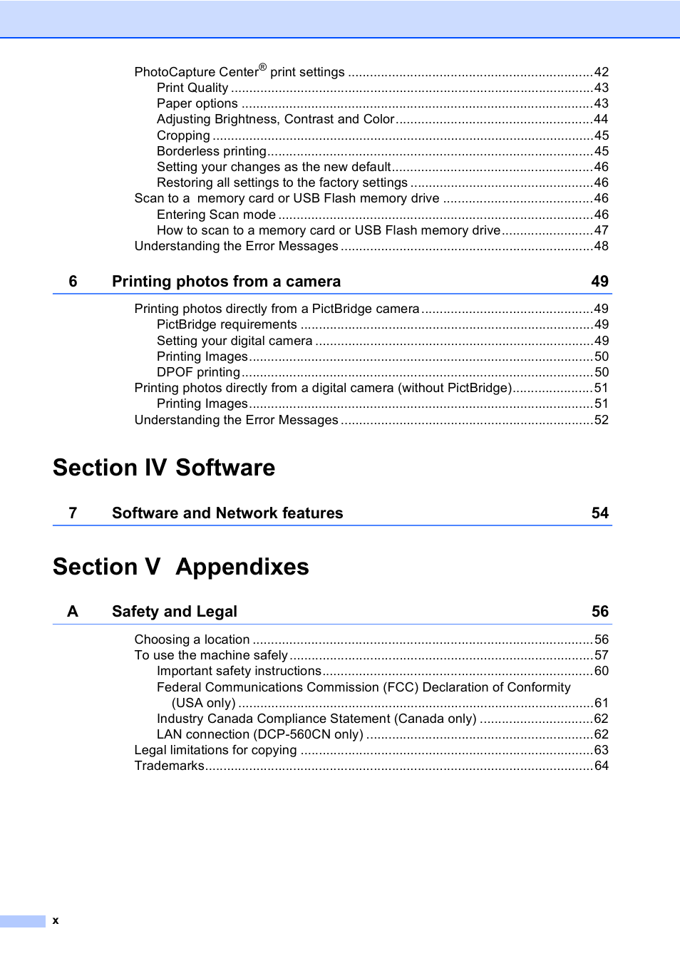 Brother DCP-350C User Manual | Page 12 / 124