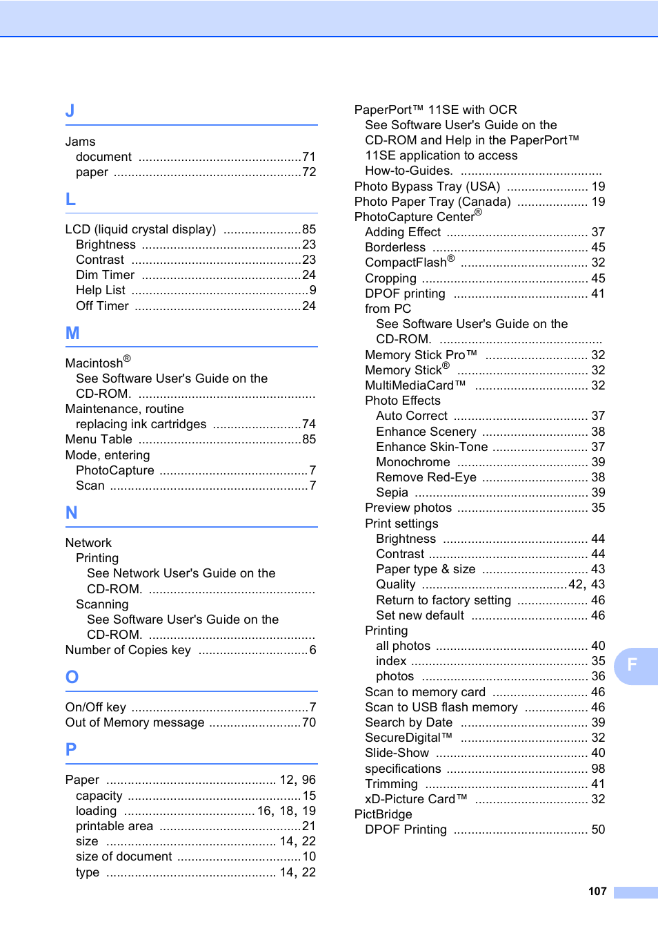 Brother DCP-350C User Manual | Page 121 / 124
