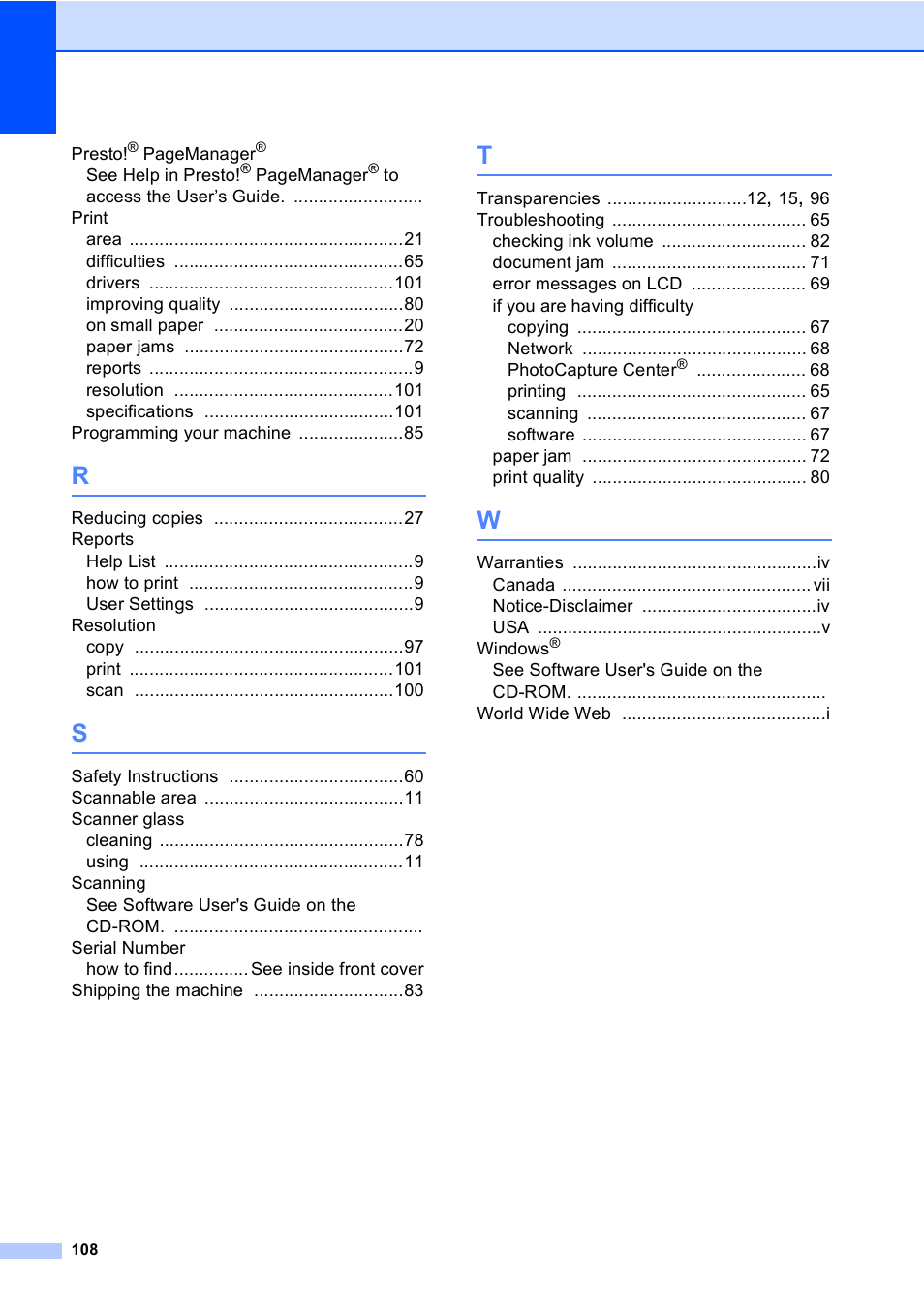 Brother DCP-350C User Manual | Page 122 / 124