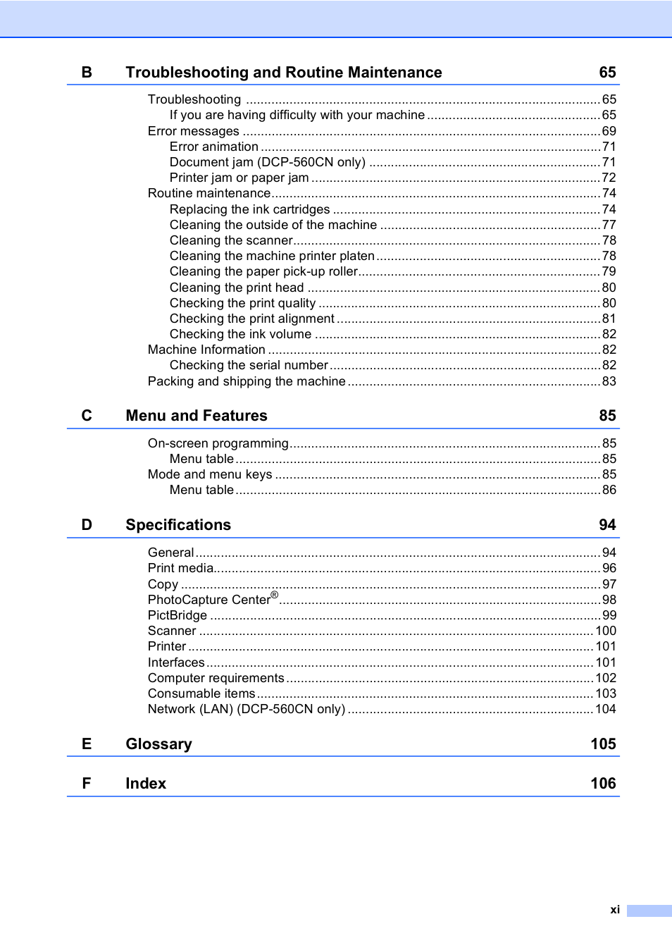 Brother DCP-350C User Manual | Page 13 / 124