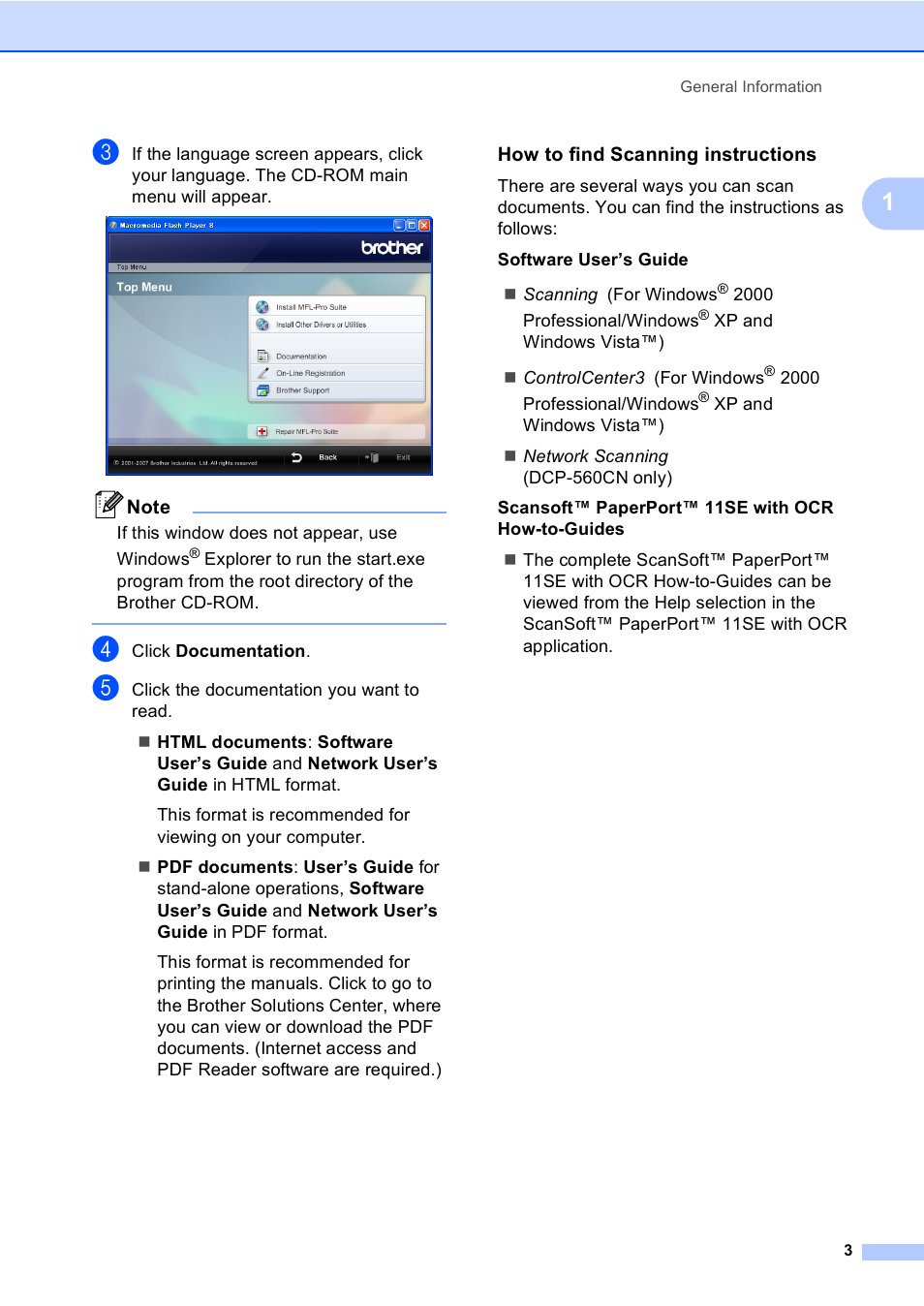 How to find scanning instructions | Brother DCP-350C User Manual | Page 17 / 124