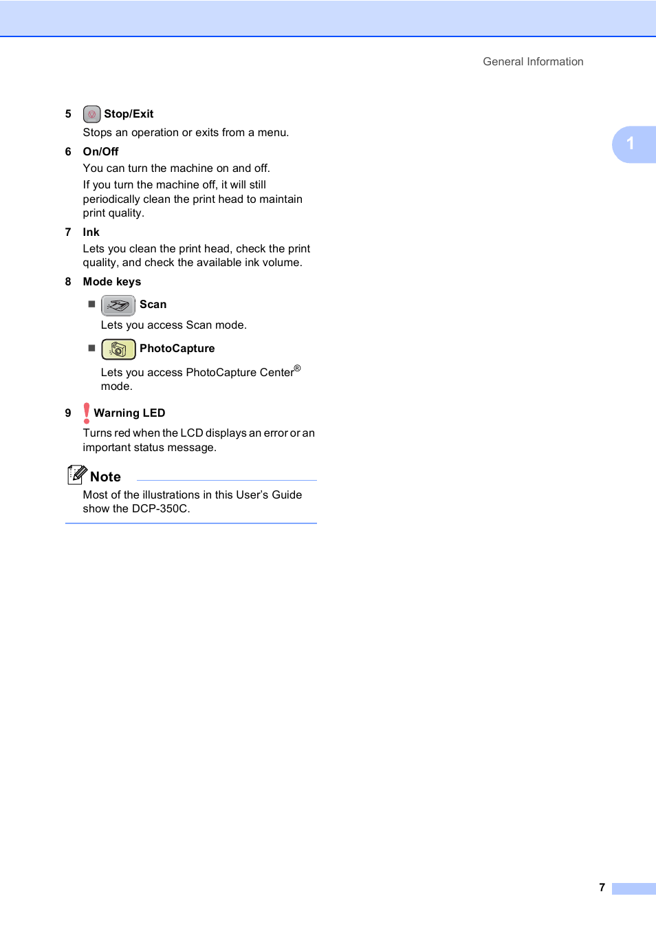 Brother DCP-350C User Manual | Page 21 / 124
