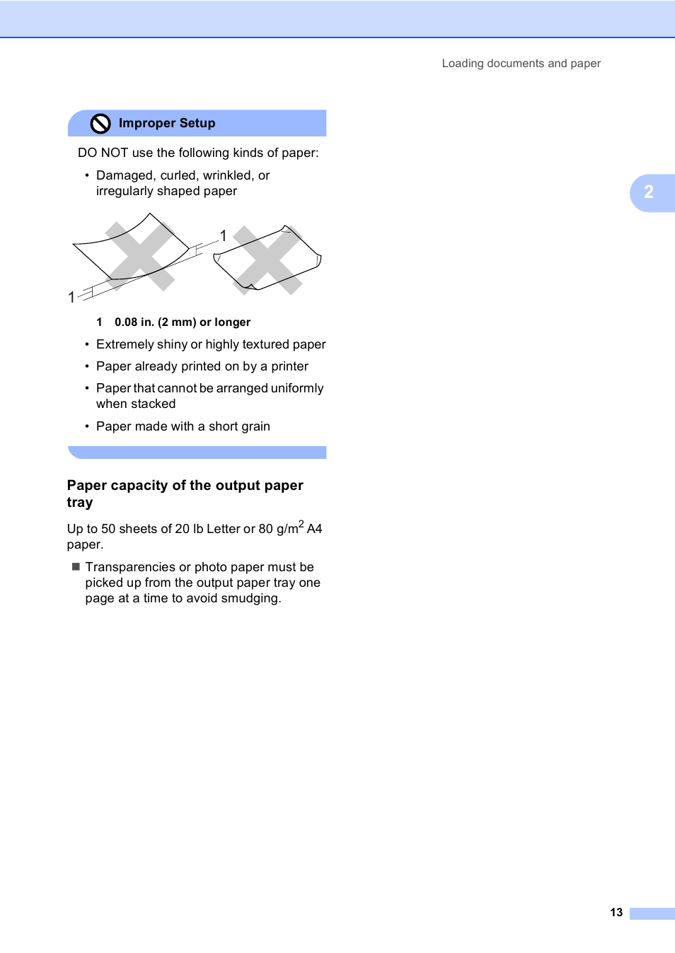 Paper capacity of the output paper tray | Brother DCP-350C User Manual | Page 27 / 124