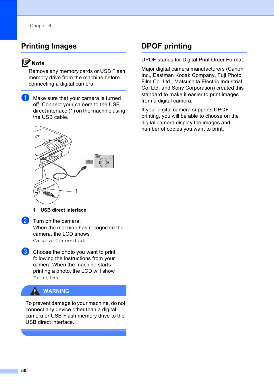 Printing images, Dpof printing, Printing images dpof printing | Brother DCP-350C User Manual | Page 64 / 124