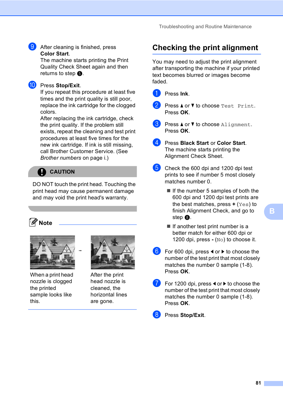 Checking the print alignment | Brother DCP-350C User Manual | Page 95 / 124