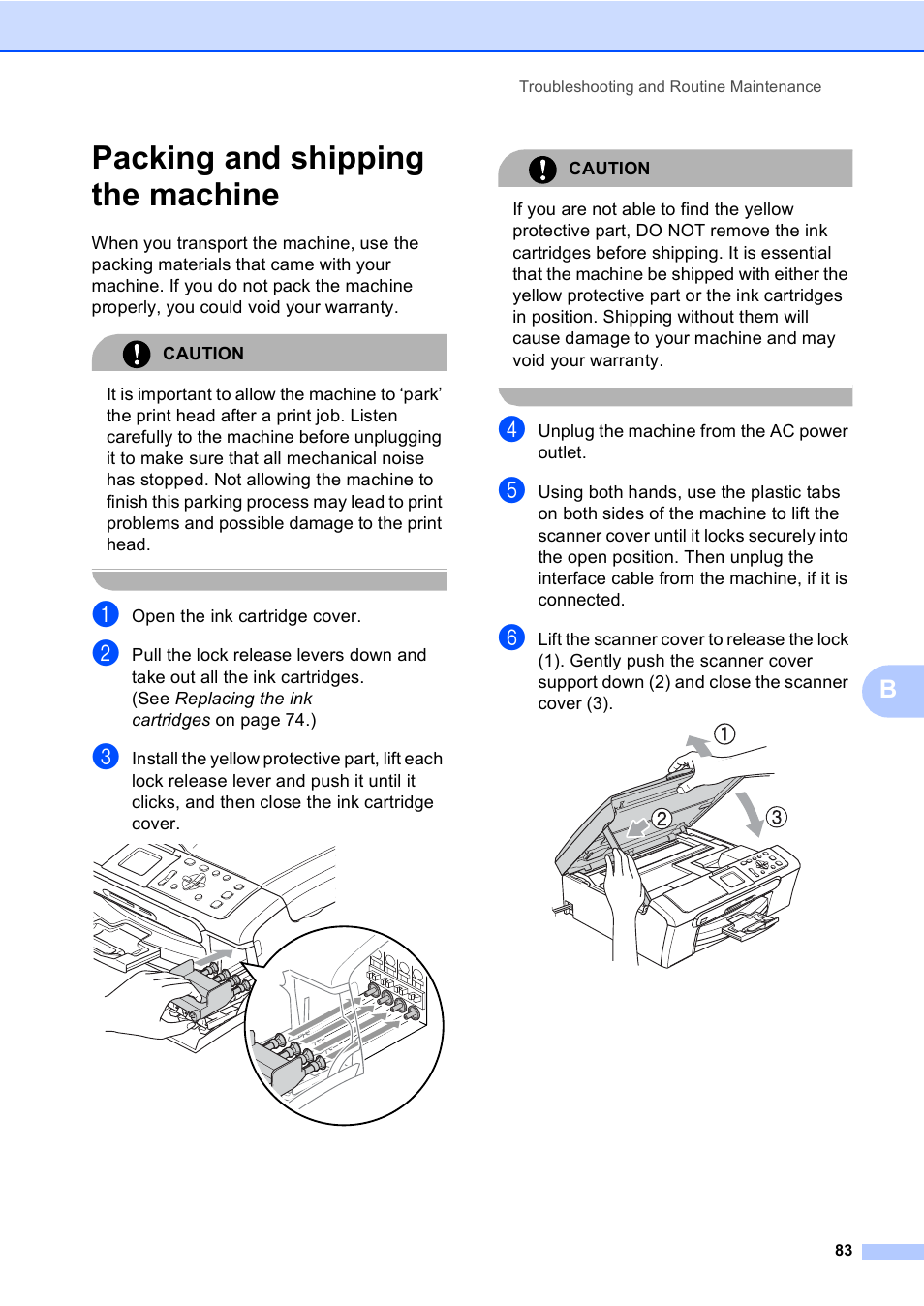 Packing and shipping the machine | Brother DCP-350C User Manual | Page 97 / 124