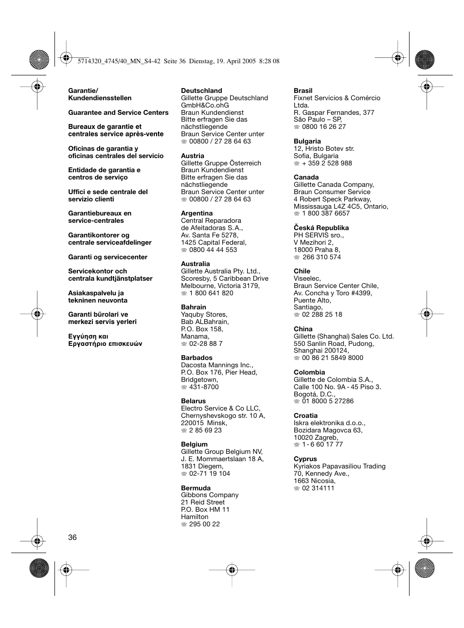 Braun 4740 TriControl User Manual | Page 36 / 39