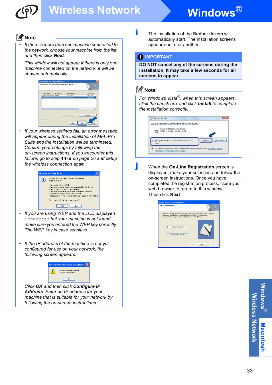Windows, Wireless network | Brother DCP-375CW User Manual | Page 33 / 42