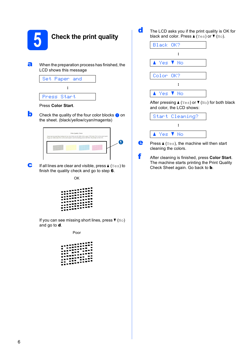 5 check the print quality, Check the print quality | Brother DCP-375CW User Manual | Page 6 / 42