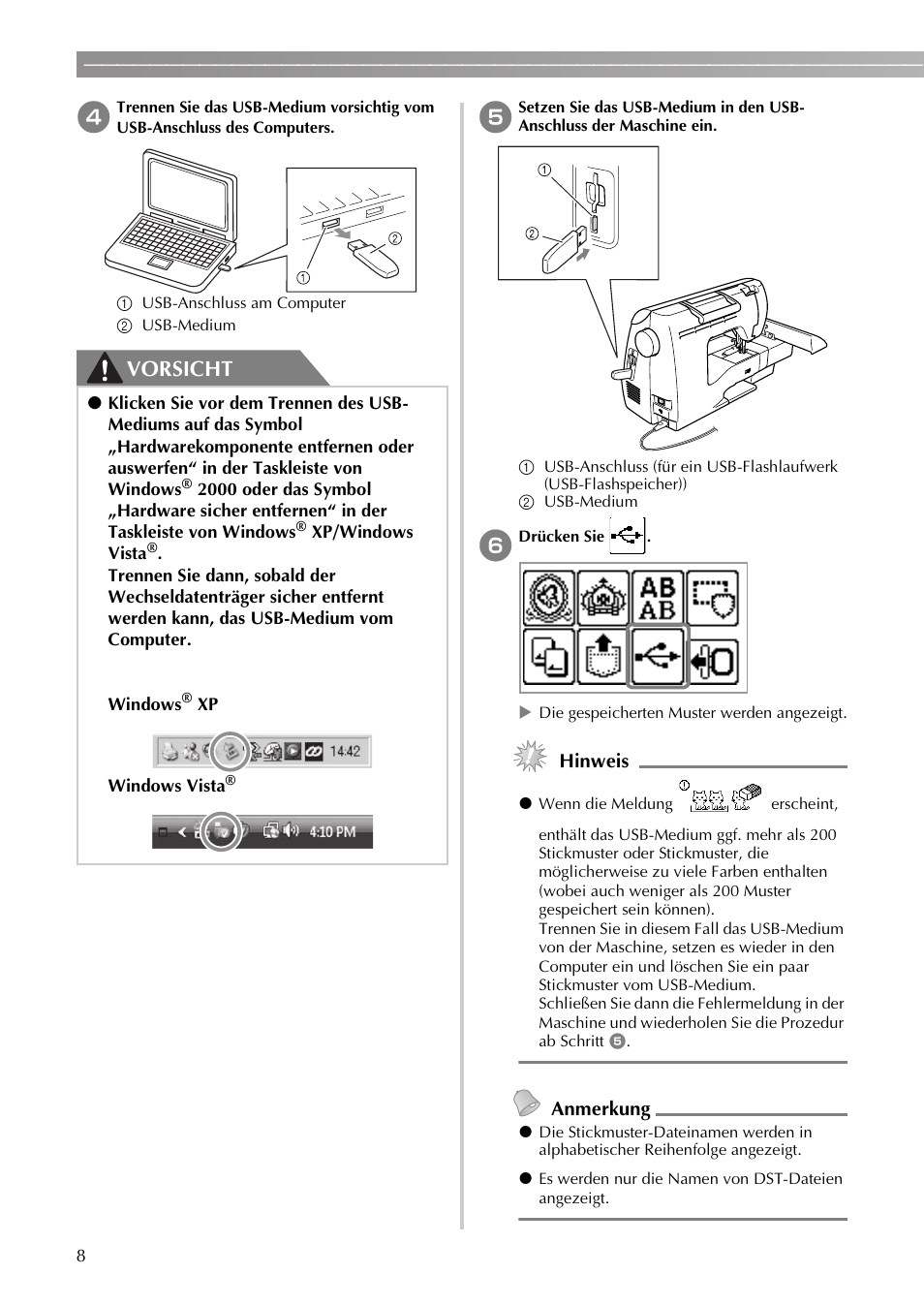 Vorsicht, Hinweis, Anmerkung | Brother DZ820E User Manual | Page 10 / 40