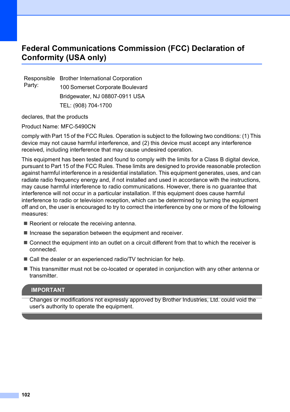 Usa only) | Brother MFC-5490CN User Manual | Page 116 / 182