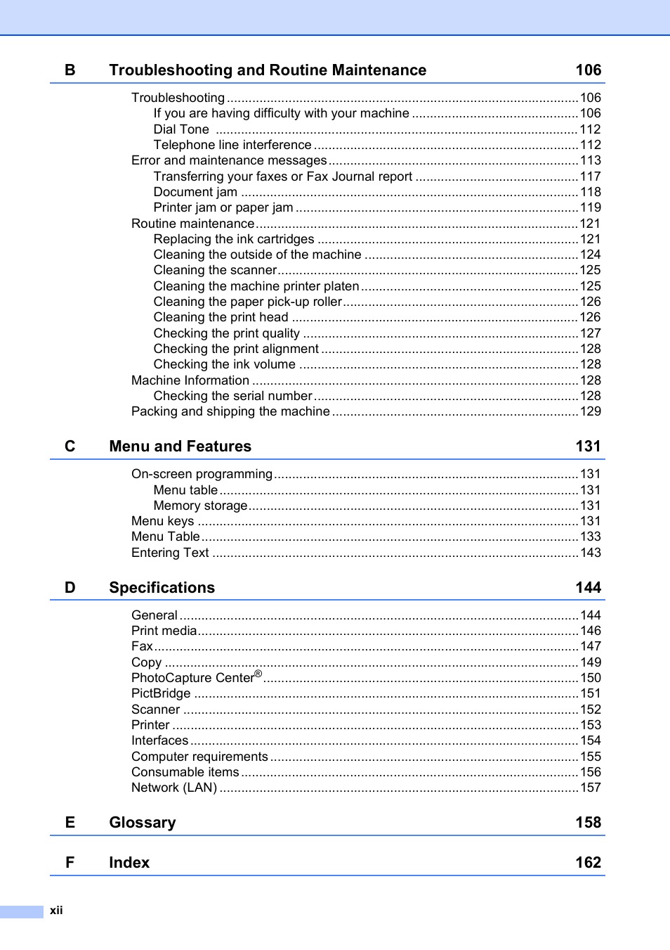 Brother MFC-5490CN User Manual | Page 14 / 182