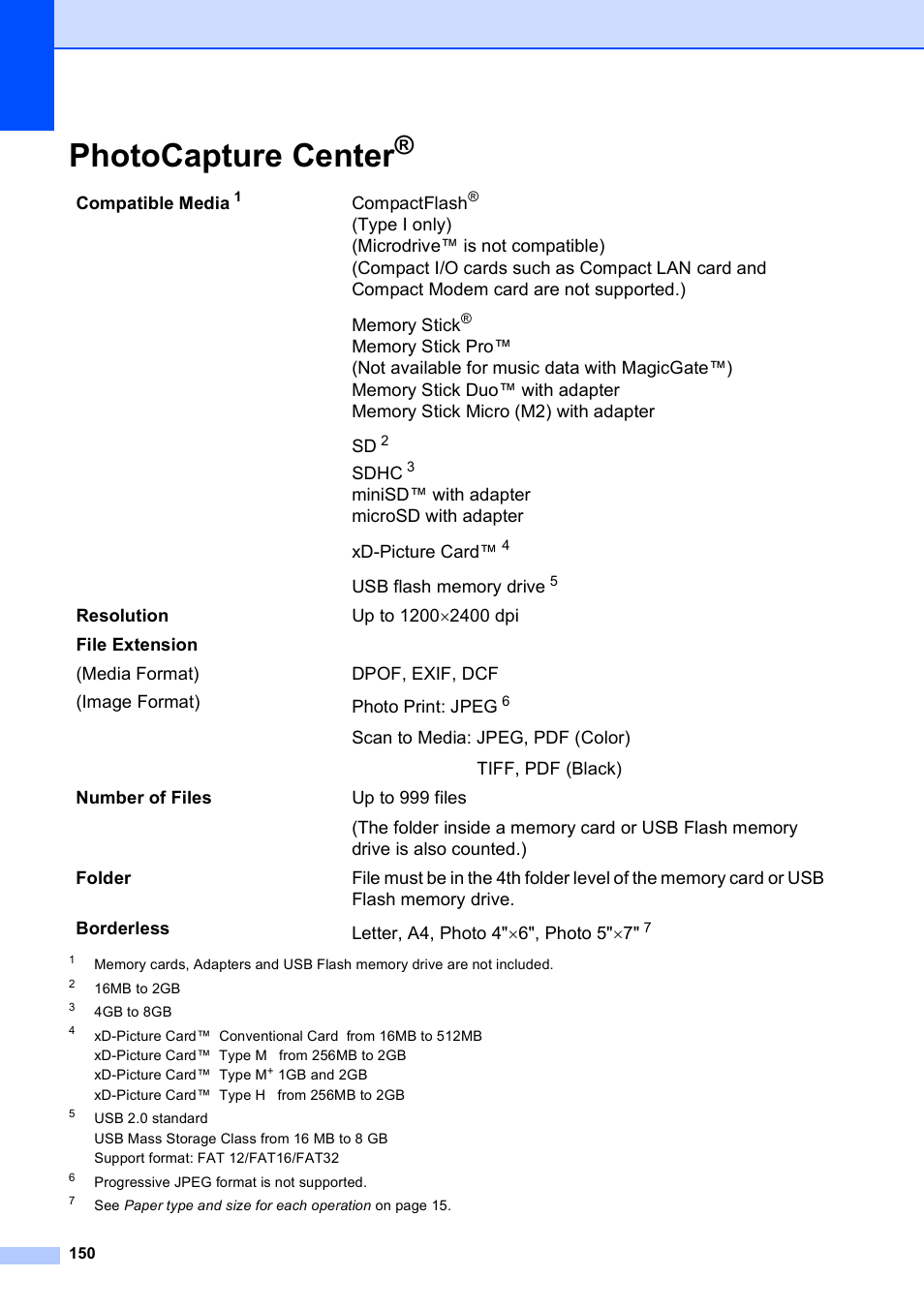 Photocapture center | Brother MFC-5490CN User Manual | Page 164 / 182