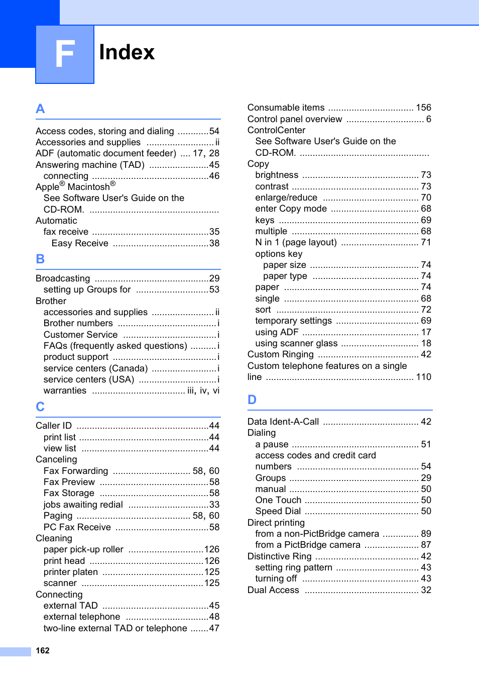 Index | Brother MFC-5490CN User Manual | Page 176 / 182