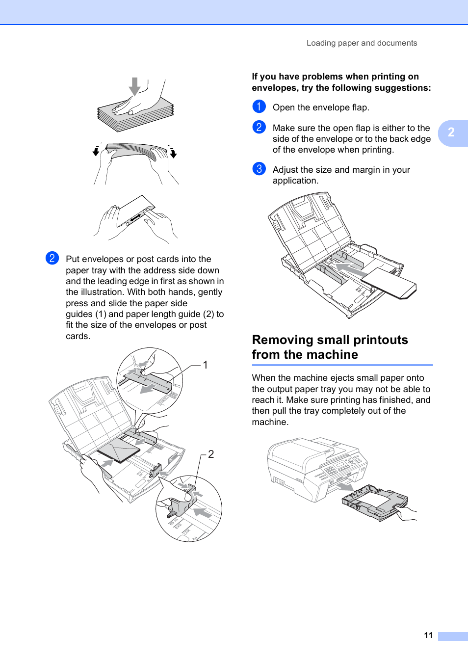 Removing small printouts from the machine | Brother MFC-5490CN User Manual | Page 25 / 182