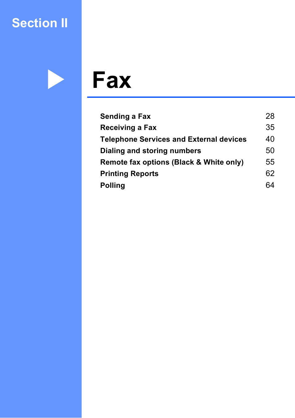 Section ii: fax, Section ii fax | Brother MFC-5490CN User Manual | Page 41 / 182