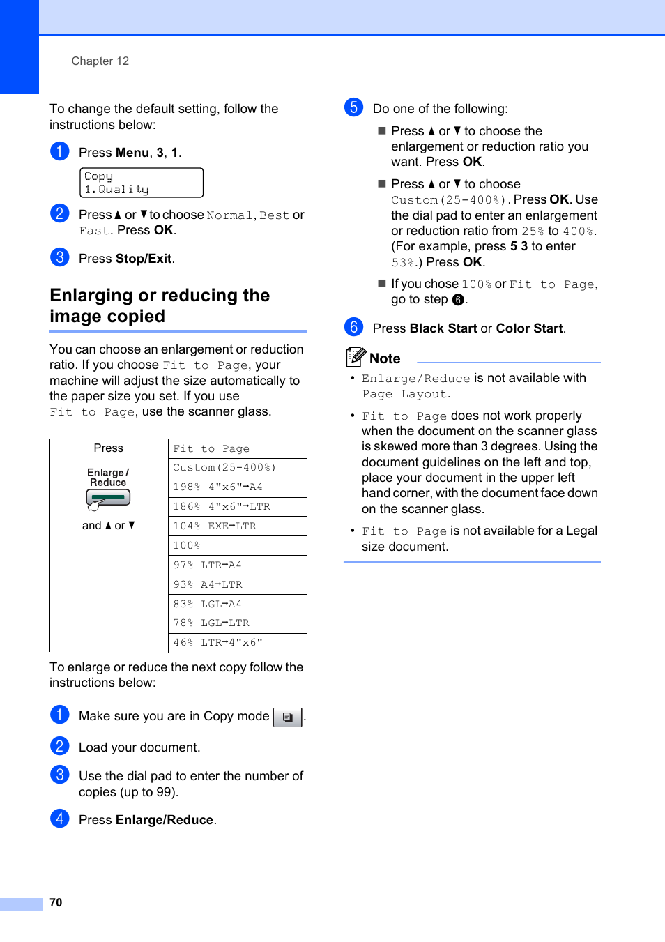 Enlarging or reducing the image copied | Brother MFC-5490CN User Manual | Page 84 / 182