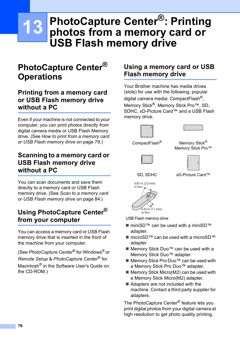 Photocapture center® operations, Using photocapture center® from your computer, Using a memory card or usb flash memory drive | Photocapture center, Printing photos from a memory card or, Usb flash memory drive, Operations, From your computer, Printing photos from, A memory card or usb flash memory drive | Brother MFC-5490CN User Manual | Page 90 / 182