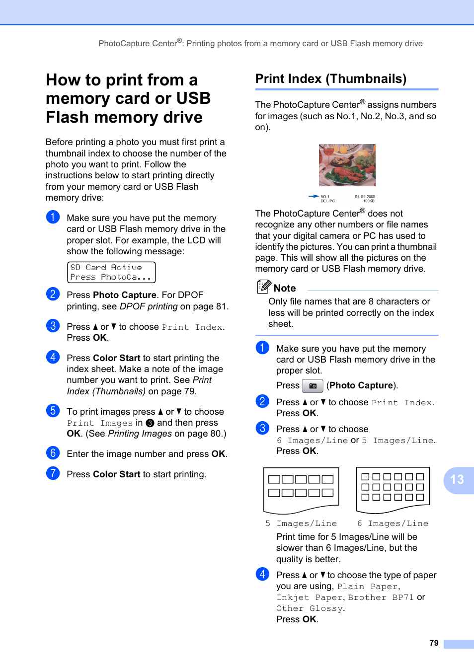 Print index (thumbnails) | Brother MFC-5490CN User Manual | Page 93 / 182