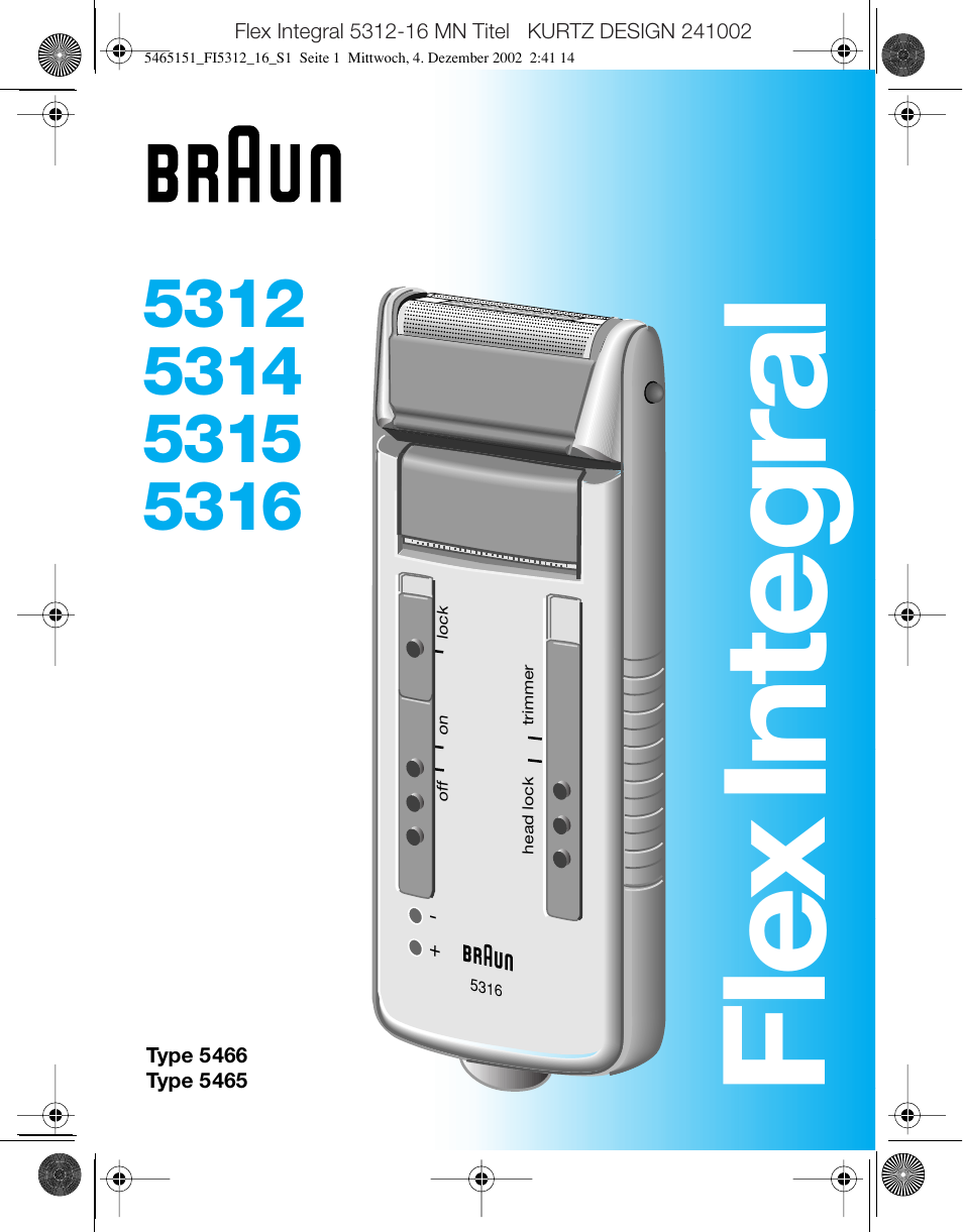 Braun 5312-5465 Flex Integral User Manual | 76 pages