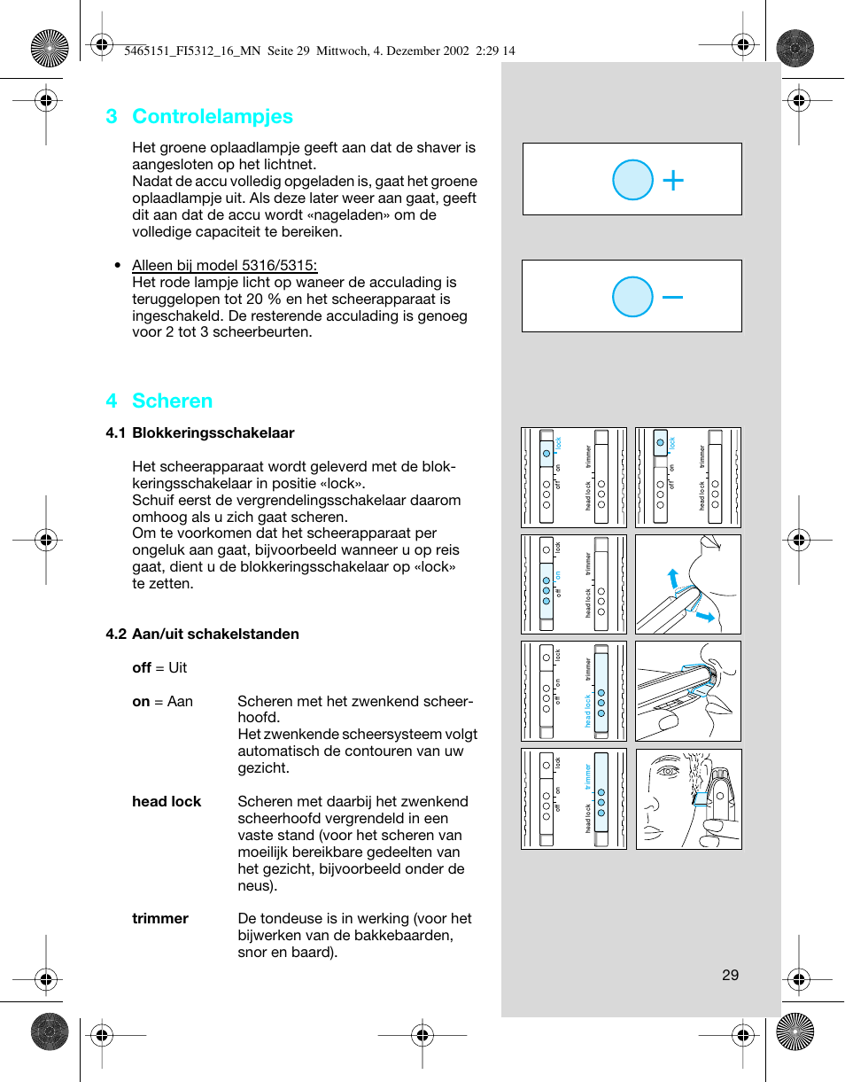 3 controlelampjes, 4 scheren | Braun 5312-5465 Flex Integral User Manual | Page 29 / 76