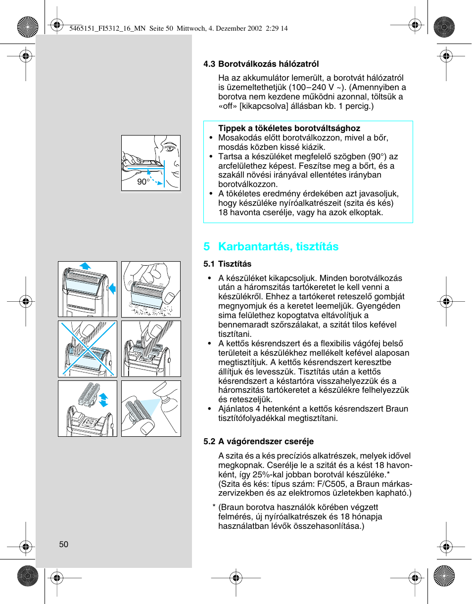 5 karbantartás, tisztítás | Braun 5312-5465 Flex Integral User Manual | Page 50 / 76
