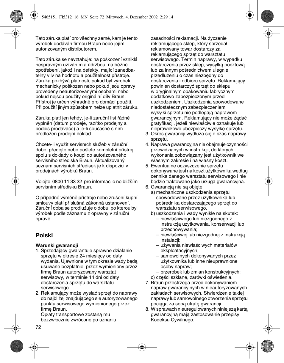 Polski | Braun 5312-5465 Flex Integral User Manual | Page 72 / 76