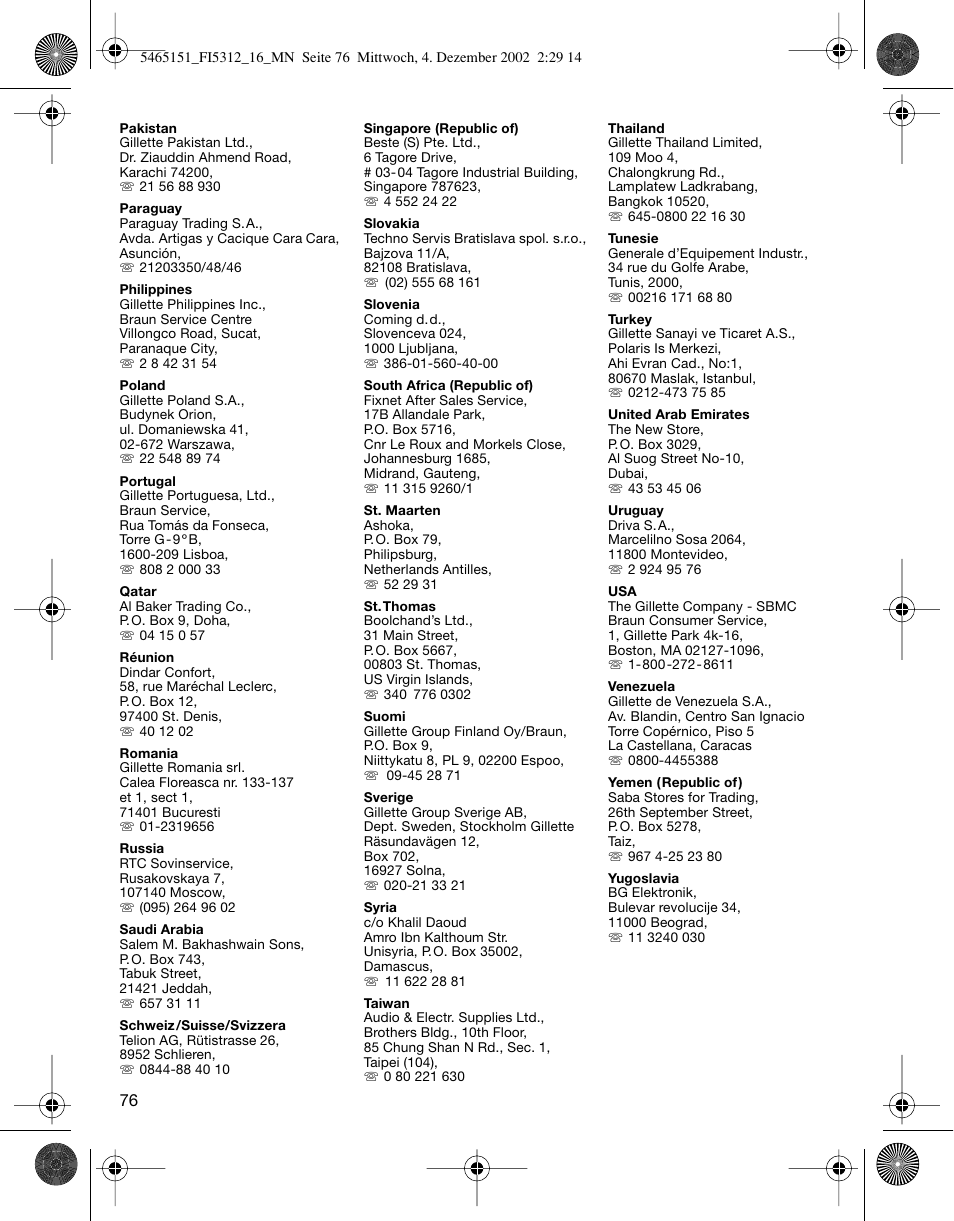Braun 5312-5465 Flex Integral User Manual | Page 76 / 76