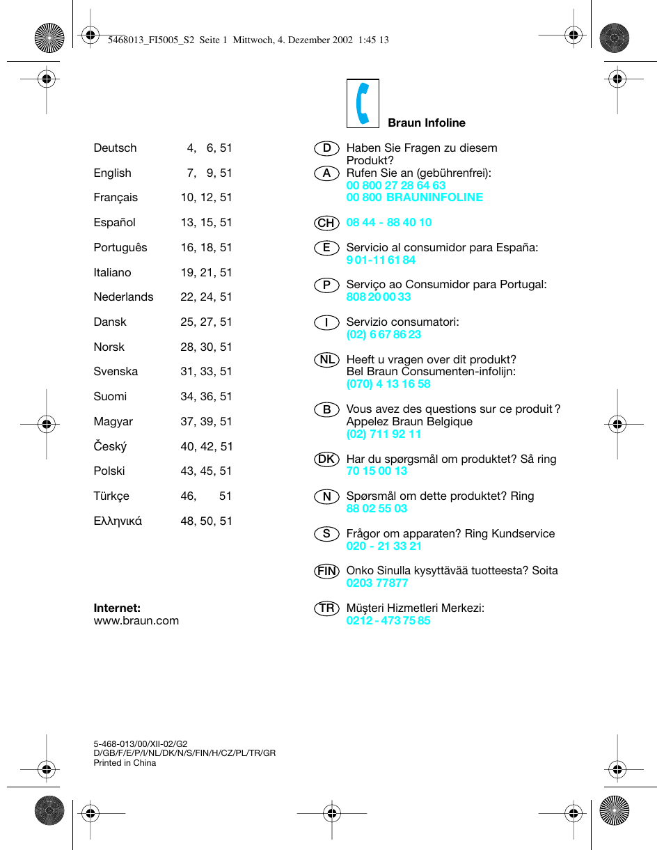 Braun 5005 Flex Integral User Manual | Page 2 / 54