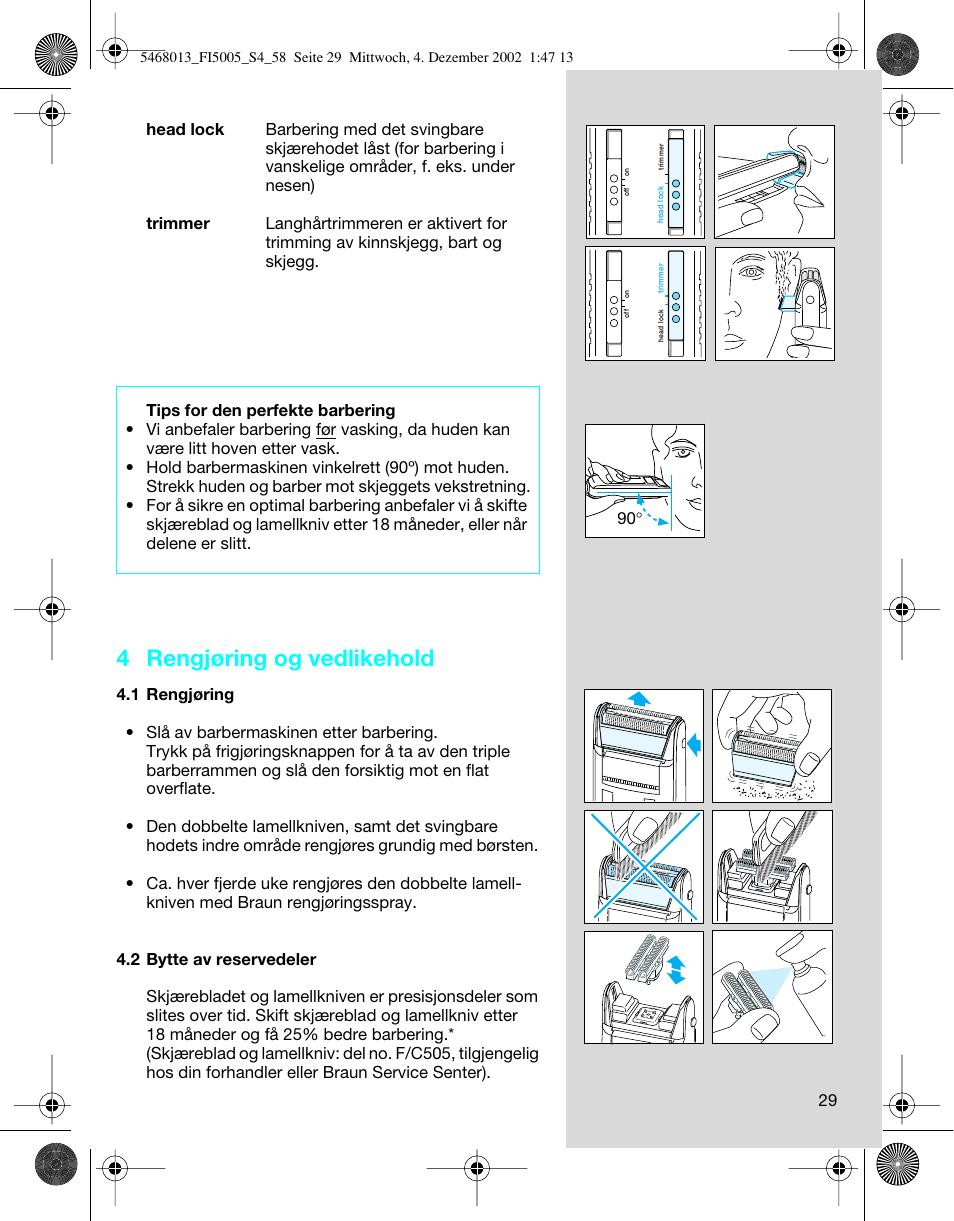 4 rengjøring og vedlikehold | Braun 5005 Flex Integral User Manual | Page 29 / 54