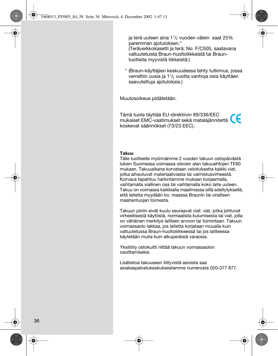 Braun 5005 Flex Integral User Manual | Page 36 / 54