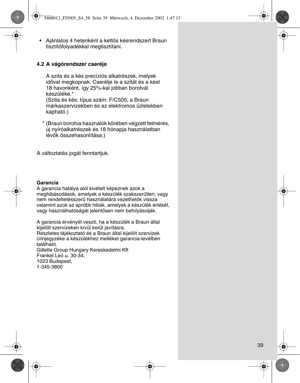 Braun 5005 Flex Integral User Manual | Page 39 / 54