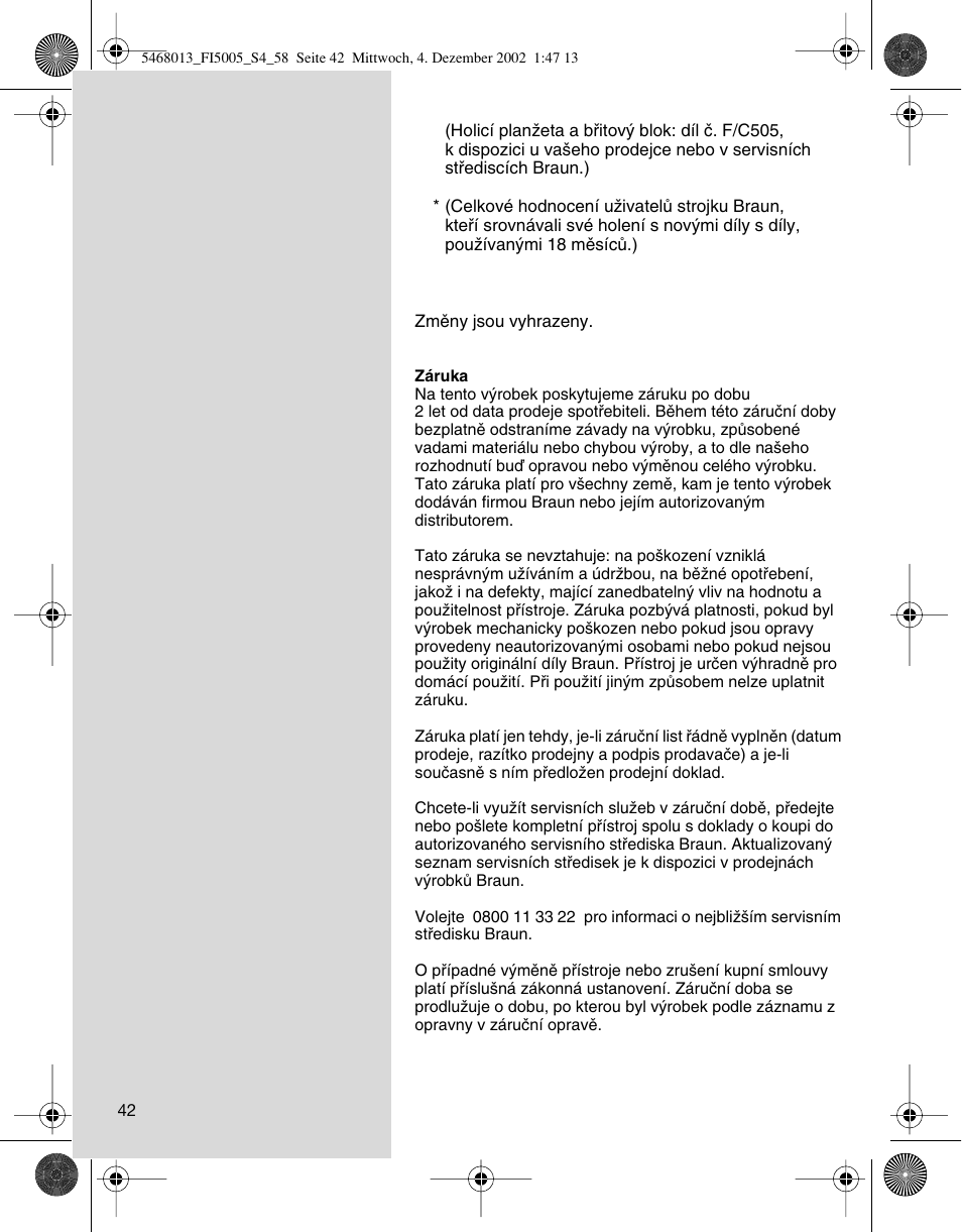 Braun 5005 Flex Integral User Manual | Page 42 / 54