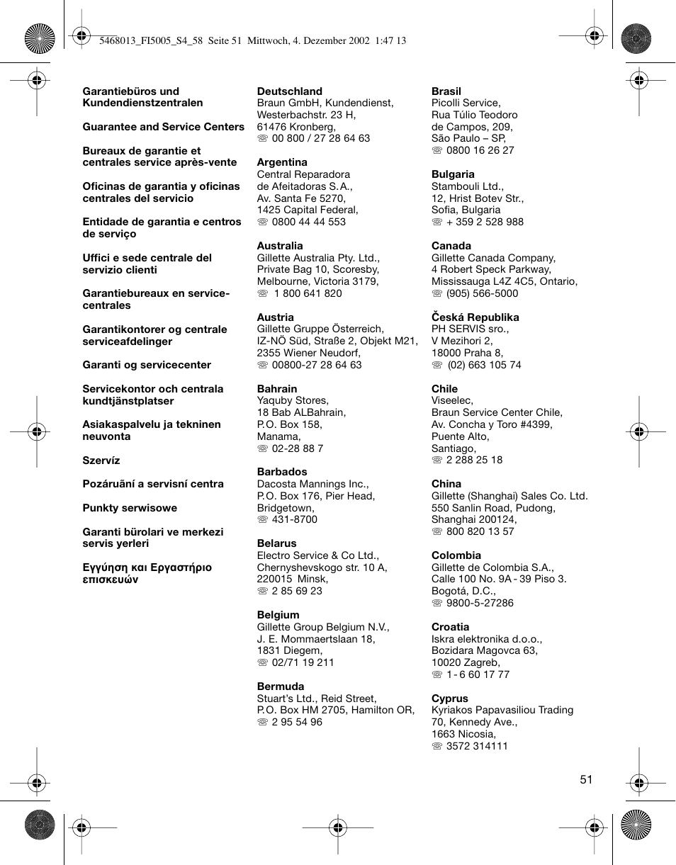 Braun 5005 Flex Integral User Manual | Page 51 / 54