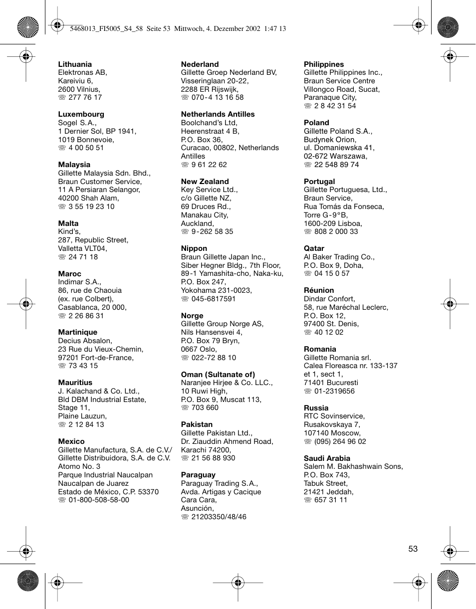 Braun 5005 Flex Integral User Manual | Page 53 / 54