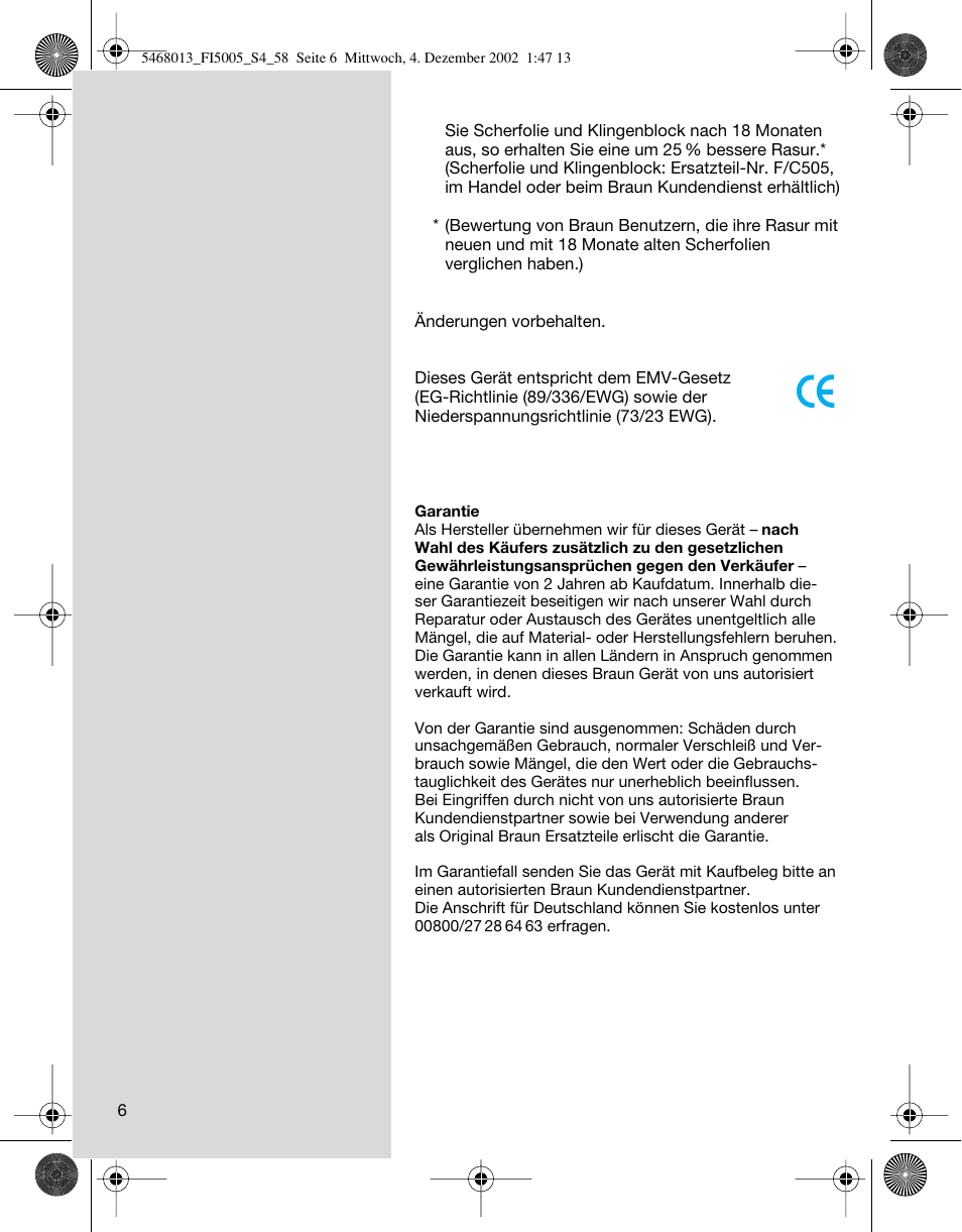 Braun 5005 Flex Integral User Manual | Page 6 / 54