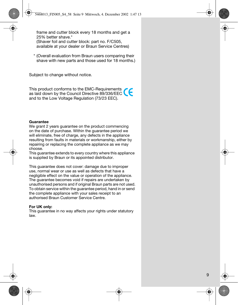 Braun 5005 Flex Integral User Manual | Page 9 / 54