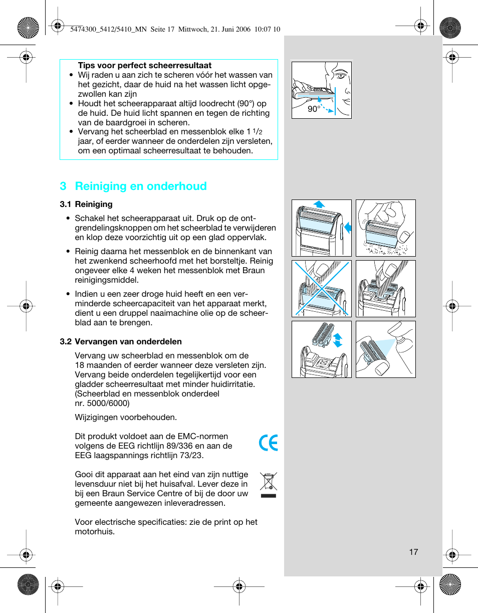 3 reiniging en onderhoud | Braun 5410 Flex Integral+ User Manual | Page 17 / 33