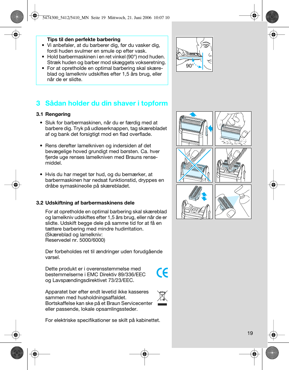 3 sådan holder du din shaver i topform | Braun 5410 Flex Integral+ User Manual | Page 19 / 33