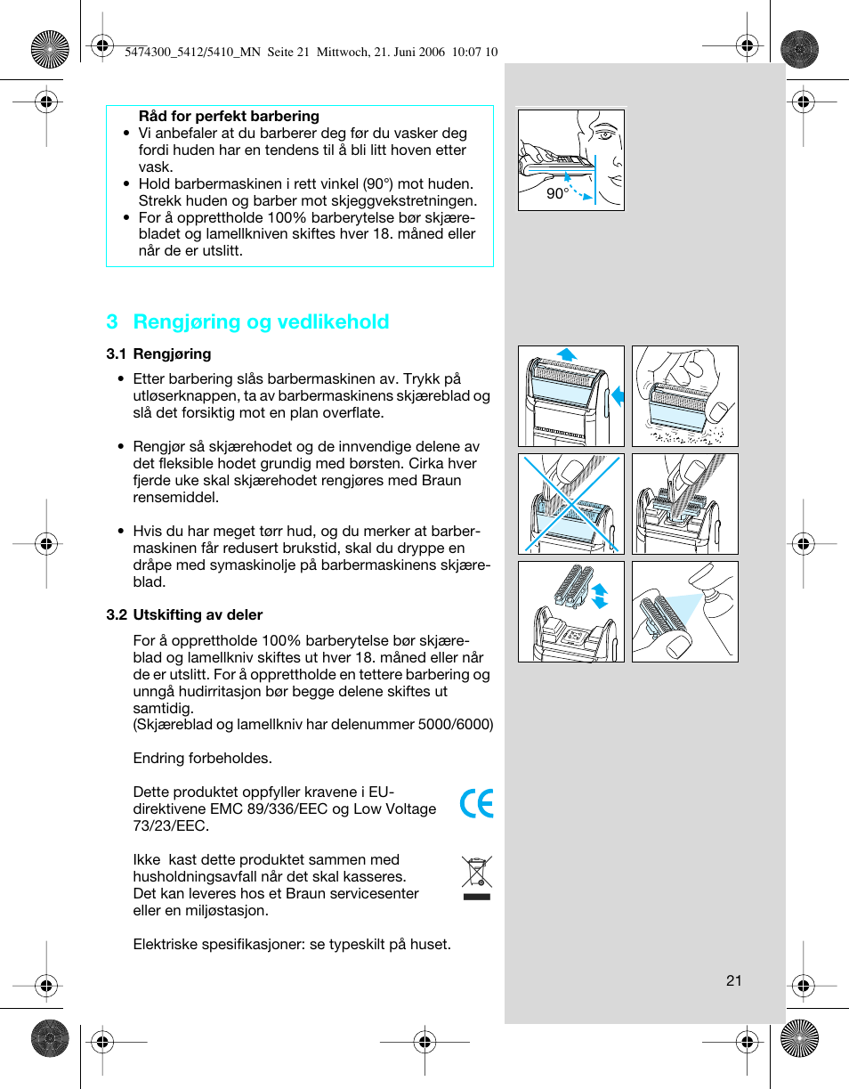 3 rengjøring og vedlikehold | Braun 5410 Flex Integral+ User Manual | Page 21 / 33