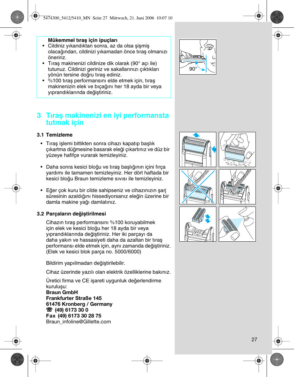 3tıraµ makinenizi en iyi performansta tutmak için | Braun 5410 Flex Integral+ User Manual | Page 27 / 33