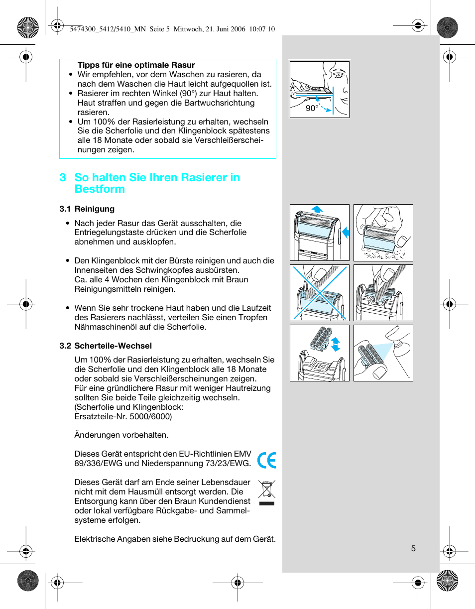 3 so halten sie ihren rasierer in bestform | Braun 5410 Flex Integral+ User Manual | Page 5 / 33