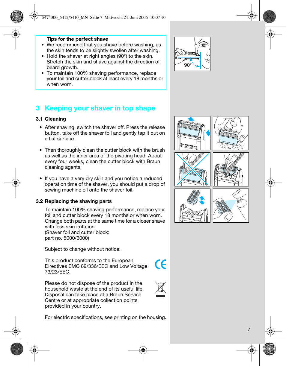 3 keeping your shaver in top shape | Braun 5410 Flex Integral+ User Manual | Page 7 / 33