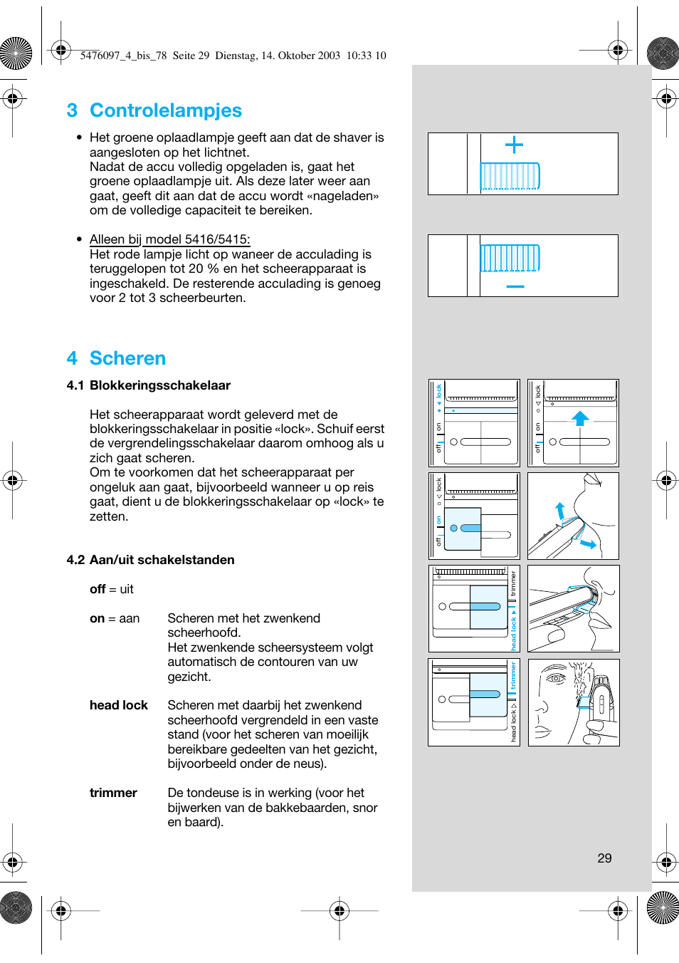 3 controlelampjes, 4 scheren | Braun 5414 Flex Integral User Manual | Page 29 / 76