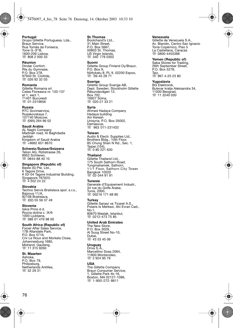 Braun 5414 Flex Integral User Manual | Page 76 / 76