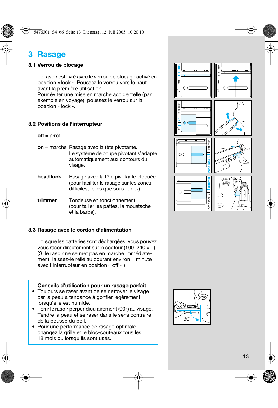 3 rasage | Braun 5443 Flex Integral+ User Manual | Page 13 / 64