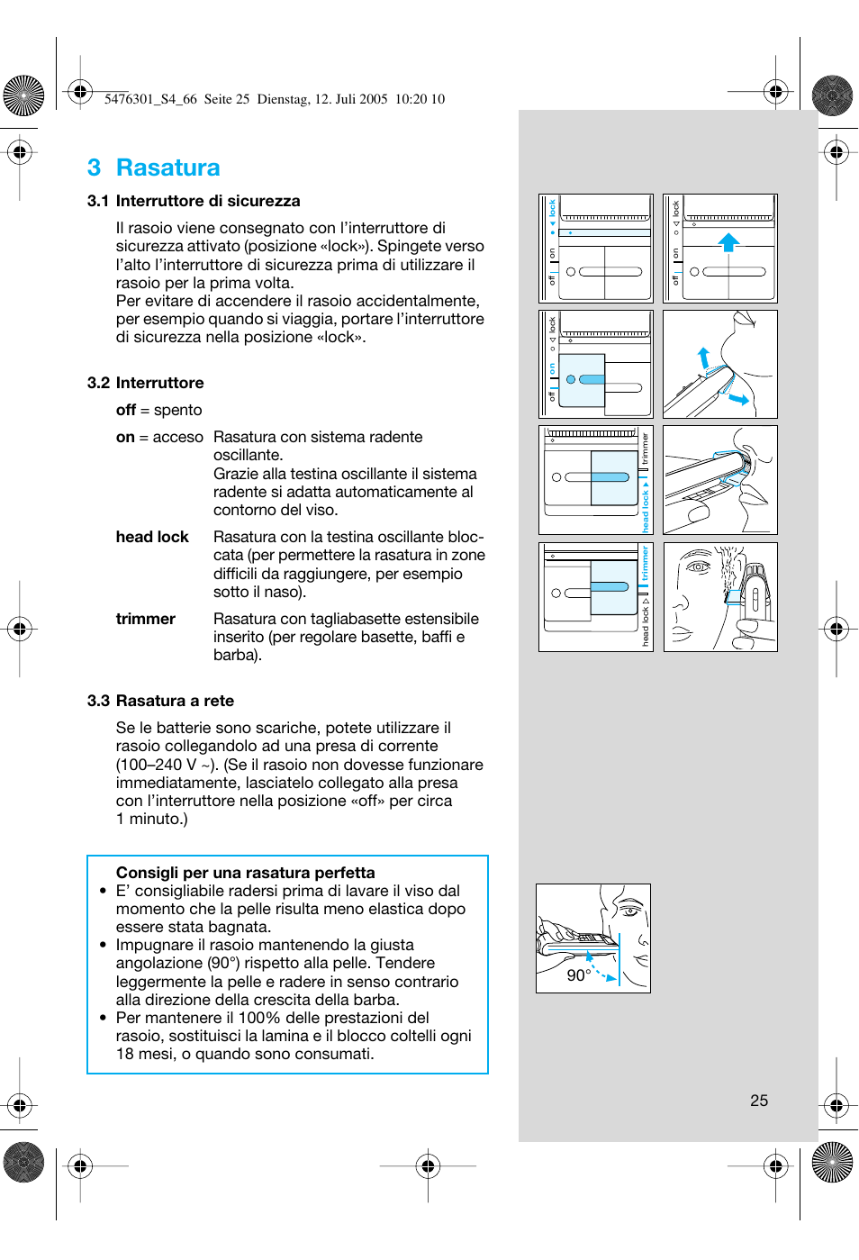 3 rasatura | Braun 5443 Flex Integral+ User Manual | Page 25 / 64