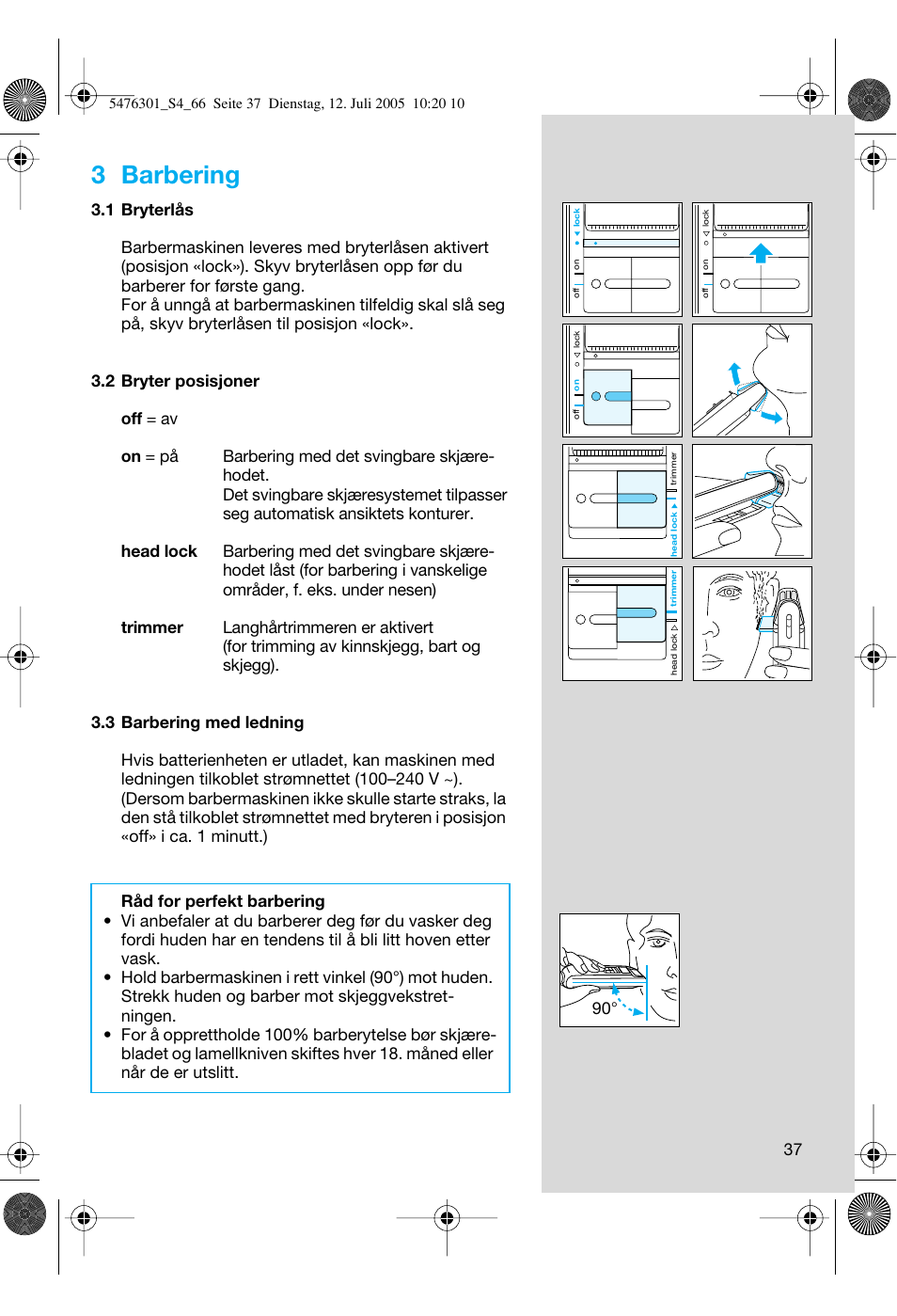 3 barbering | Braun 5443 Flex Integral+ User Manual | Page 37 / 64